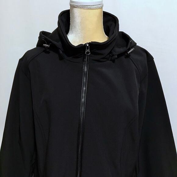 Jessica Simpson NWOT Black Softshell Trench Coat Women 1X - Picture 4 of 14